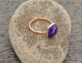 Chalcedony Rose Ring, Amethyst Chalcedony 10mm Cushion Gemstone Ring, Rose Plated 925 Sterling Silver Bezel Ring, Amethyst Rose Gift Ring